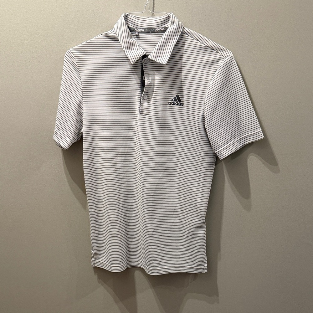 Adidas Men's Polo Shirt - Gray Stripes